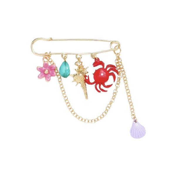SEALIFE MULTI CHARM SAFETY PIN BROOCH
