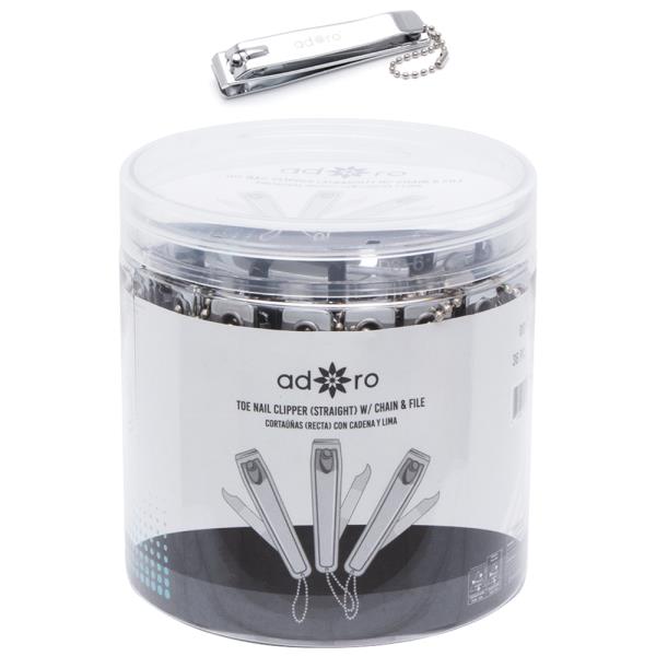 ADORO TOE NAIL CLIPPER STRAIGHT W CHAIN AND FILE SET (36 UNITS)