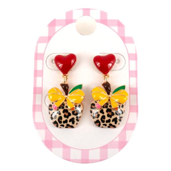 LEOPARD PRINT RIBBON DROP EARRING