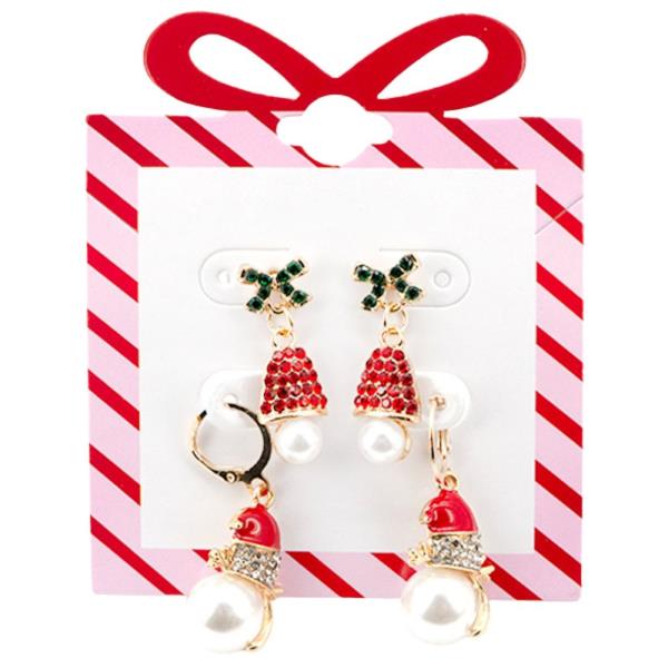 CHRISTMAS SANTA HAT HUGGIE HOOP EARRING SET