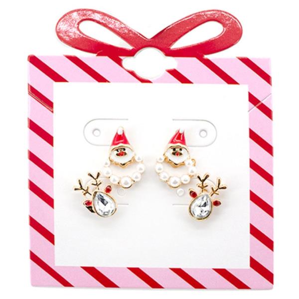 CHRISTMAS SANTA REINDEER STUD EARRING SET