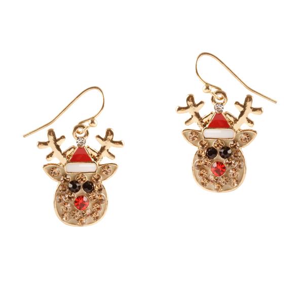 CHRISTMAS PAVE BALL FISH HOOK EARRING