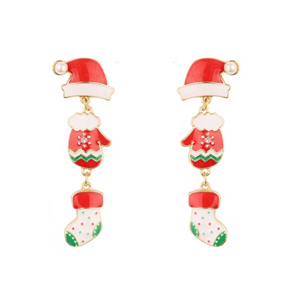 METAL EPOXY CHRISTMAS POST EARRING