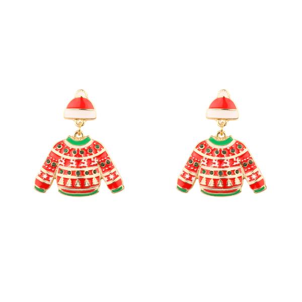 EPOXY RHINESTONE CHRISTMAS POST EARRING