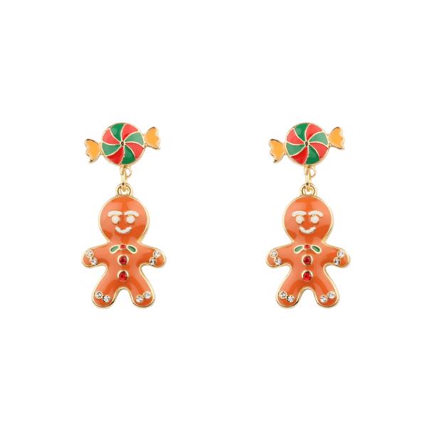 EPOXY RHINESTONE CHRISTMAS  POST EARRING
