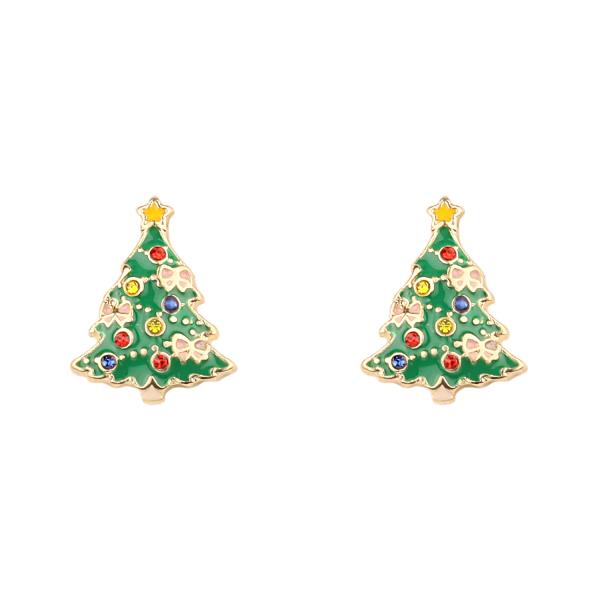 EPOXY RHINESTONE CHRISTMAS POST EARRING