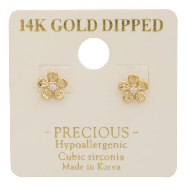 14K GOLD DIPPED CZ MINI FLOWER EARRING
