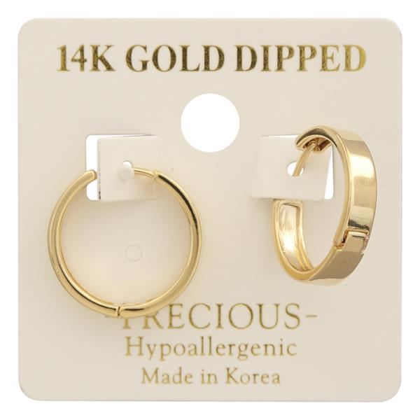 14K GOLD DIPPED HUGGIE HOOP EARRING