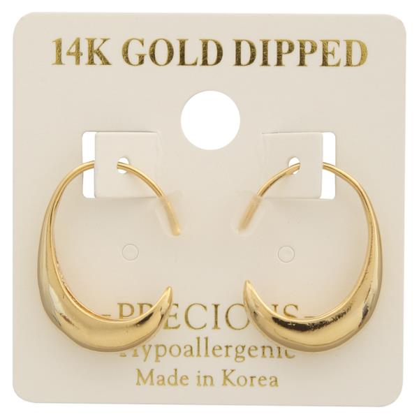 14K GOLD DIPPED CRESCENT SHAPE HOOP EARRING
