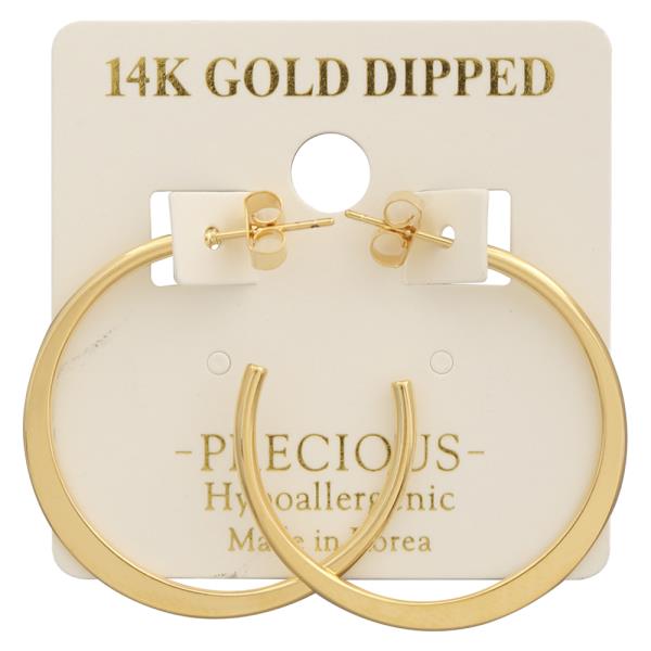 14K GOLD DIPPED FLAT OPEN ROUND HOOP EARRING
