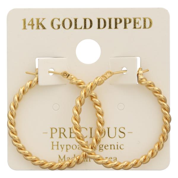 14K GOLD DIPPED TWISTED HOOP EARRING