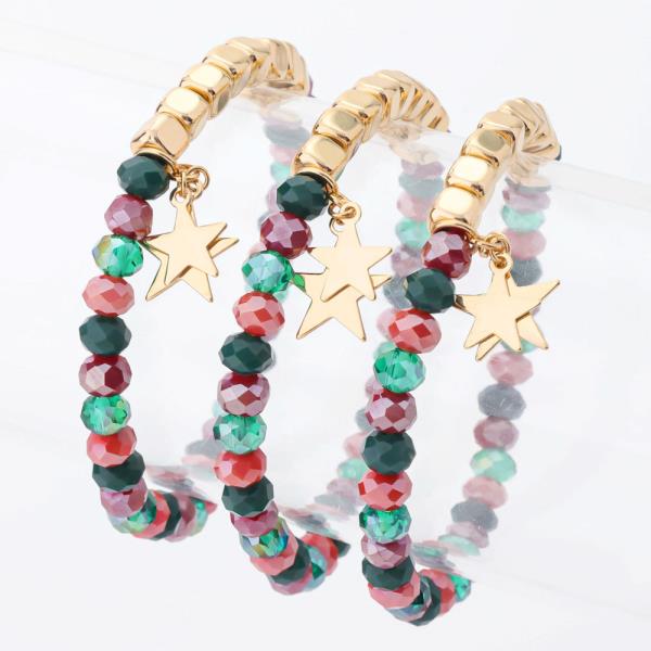 BEADED STAR CHARM STRETCH BRACELET SET