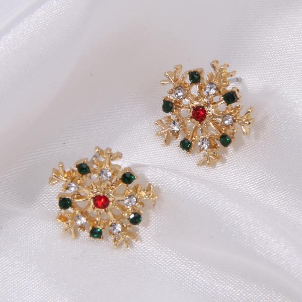 CHRISTMAS RHINESTONE SNOWFLAKE STUD EARRING