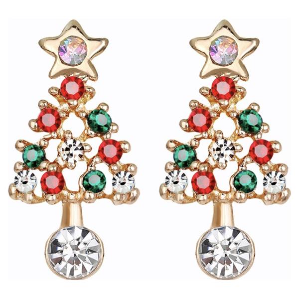 RHINESTONE CHRISTMAS TREE DANGLE EARRING