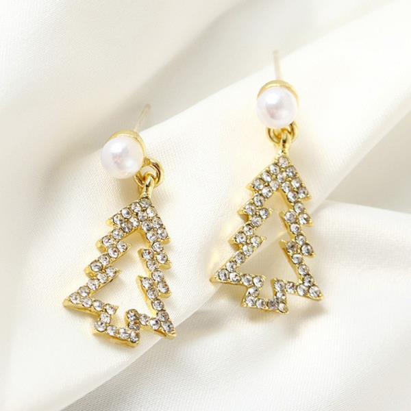 CHRISTMAS RHINESTONE CHRISTMAS TREE DROP EARRING