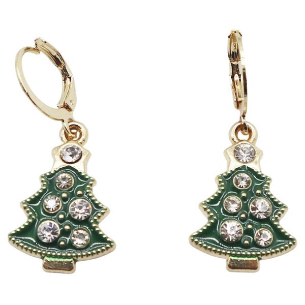 CHRISTMAS TREE HUGGIE HOOP EARRING