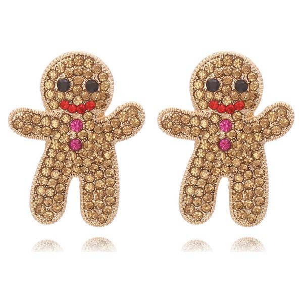 CHRISTMAS RHINESTONE GINGERBREAD STUD EARRING