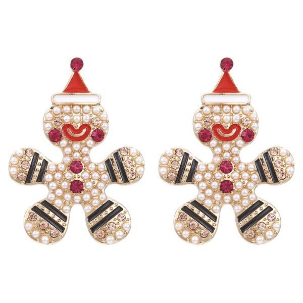 CHRISTMAS RHINESTONE GINGERBREAD STUD EARRING