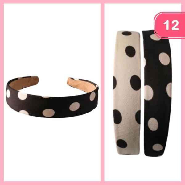 BIG POLKA DOT WIDE HEADBAND (12 UNITS)