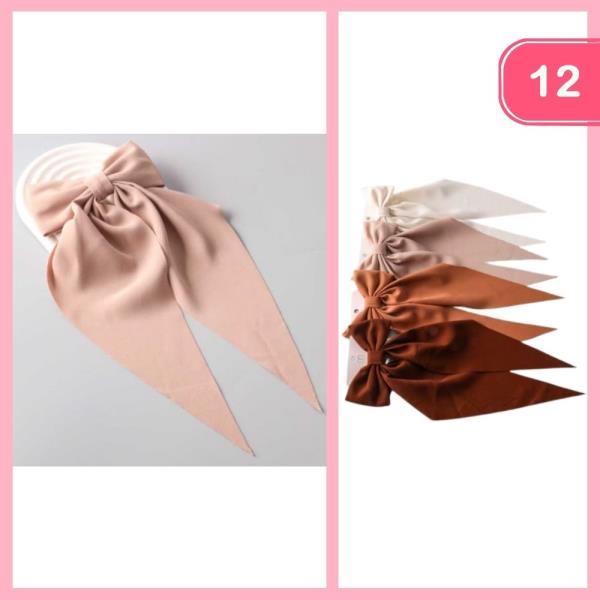 SILK LIKE POINTED HAIR BOW (12 UNITS)