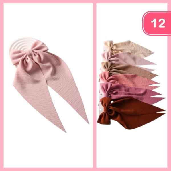 CRINKLED POINTED HAIR BOW (12 UNITS)