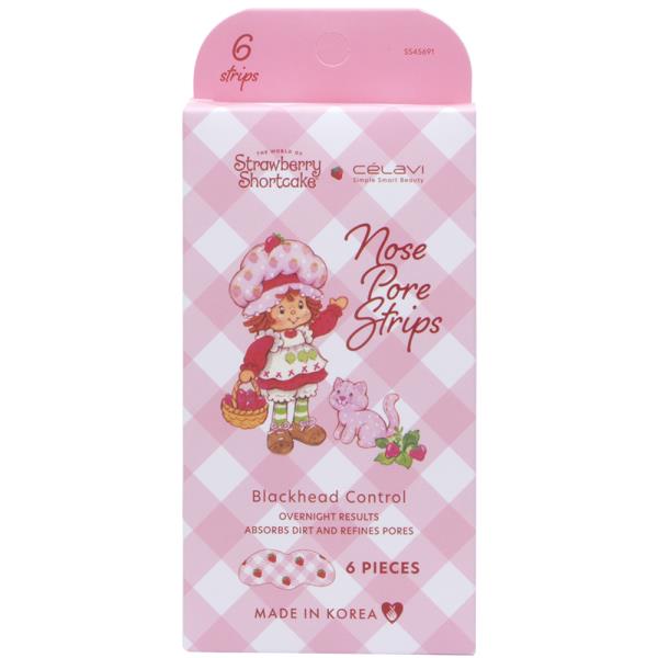 CELAVI X STRAWBERRY SHORTCAKE 6PC NOSE PORE STRIPS