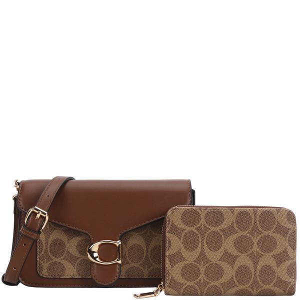 2IN1 OVAL PRINT CROSSBODY BAG W WALLET SET