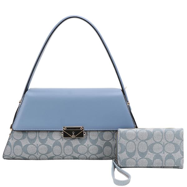 2IN1 OVAL PRINT SHOULDER BAG W WALLET SET
