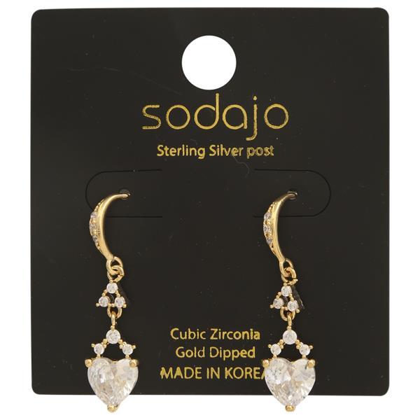 SODAJO CZ HEART SHAPE GOLD DIPPED EARRING