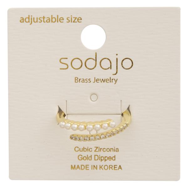SODAJO OPEN STYLE WRAP CZ GOLD DIPPED ADJUSTABLE RING