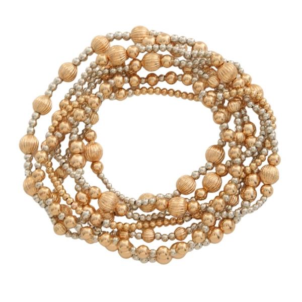 BEDED METAL STRETCH BRACELET SET