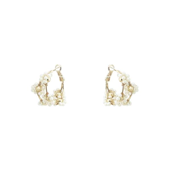 PEARL CLUSTER HUGGIE HOOP EARRING