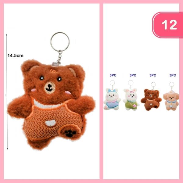 CUTE ANIMAL PLUSH KEYCHAIN (12 UNITS)
