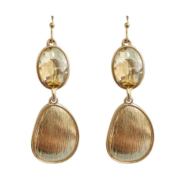 FACETED OVAL STONE TEARDROP DROP EARRING