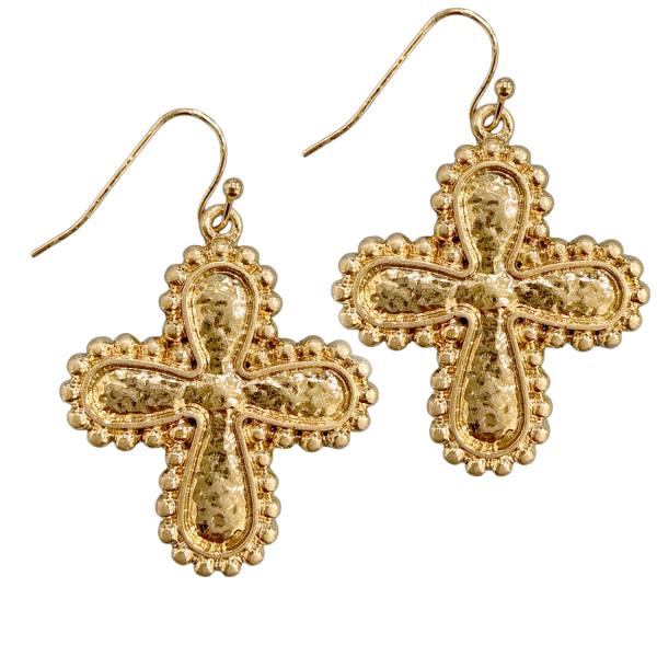ORNATE CROSS DROP EARRING