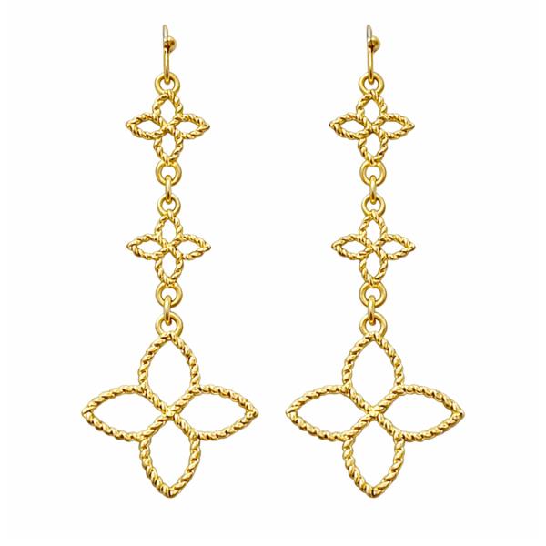 FILIGREE FLOWER LINEAR DANGLE EARRING