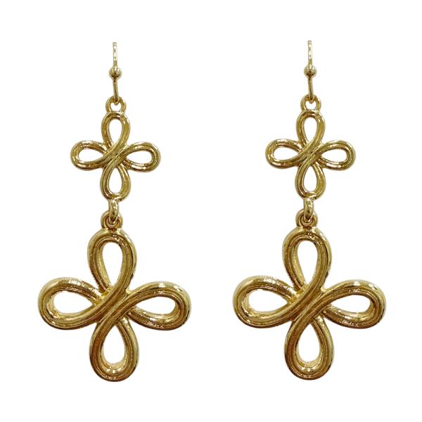 METAL FLOWER CROSS DANGLE EARRING