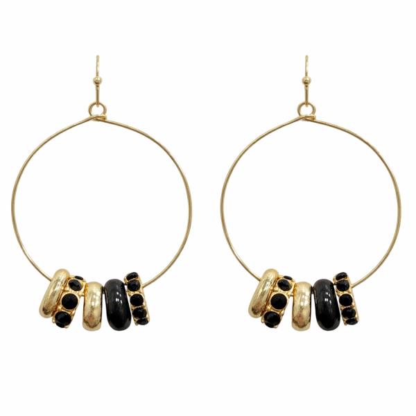 RHINESTONE BEADED LINK HOOP EARRING