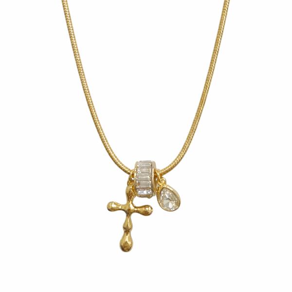 RHINESTONE WESTERN CROSS PENDANT NECKLACE