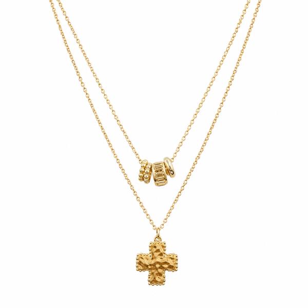 LAYERED CROSS PENDANT NECKLACE