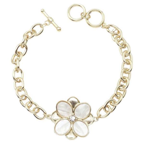PEARL FLOWER CHAIN BRACELET