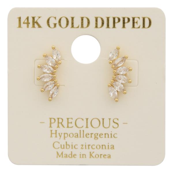 14K GOLD DIPPED CZ MARQUISE CUT EARRING