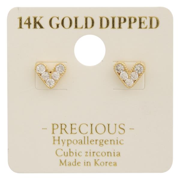 14K GOLD DIPPED CZ HEART EARRING