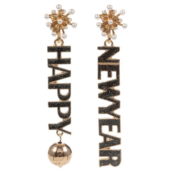 SNOWMAN SHAPED ENAMEL W/ GLITTERS HOOK EARRING