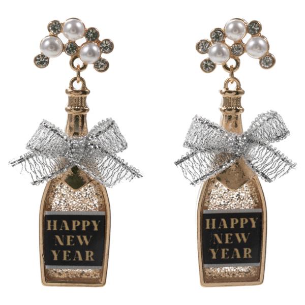 HAPPY NEW YEAR CHAMPAGNE EARRING