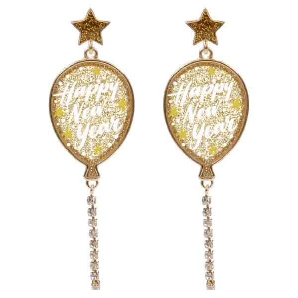 HAPPY NEW YEAR WITH BALLOON EARRING