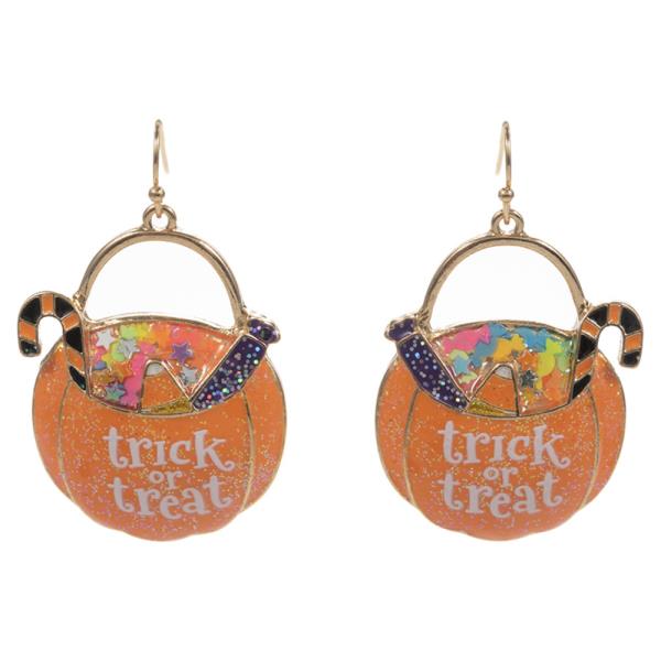 HALLOWEEN BASKET SHAPED BRASS HOOK EARRING