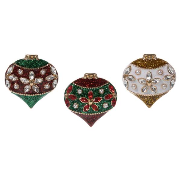 ORNAMENT SHAPED ENAMEL W/ STONE DETAILS SINGLE BROOCH