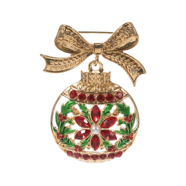 ORNAMENT SHAPED METAL W/ STONE DETAILS SINGLE BROOCH