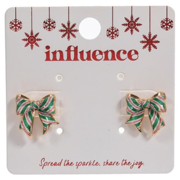 CHRISTMAS PATTERNED BOW EARRING